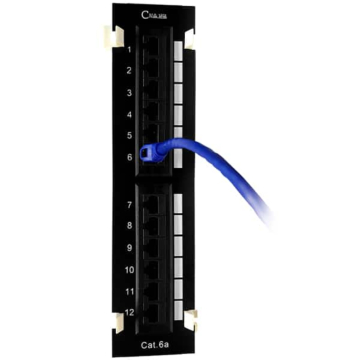 12 Port Cat6a Patch Panel 1U Vertical Unshielded Wall Mount