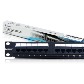 Unshielded Cat6 24 Port Patch Panel 1u Horizontal Rack Mount