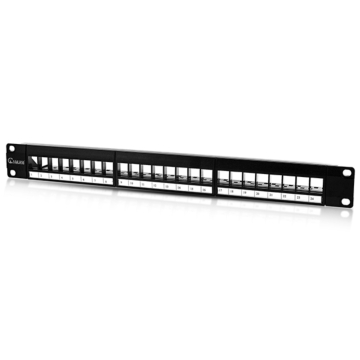 Blank 24 Port Keystone Patch Panel Unshielded – 1U Rack Mount, Unloaded