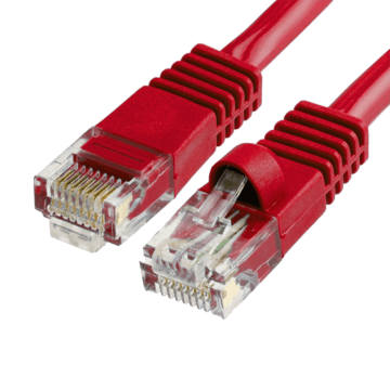 1-feet Cat6 Solid Copper Patch Cables in Red Pack of 10