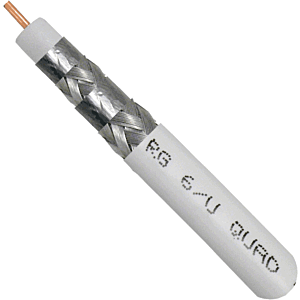 RG6 PVC | Plenum | Direct Burial | Quad Shield 18AWG Solid CCS Conductor with Aluminum Foil Shield & 60% Aluminum Braid 1000ft