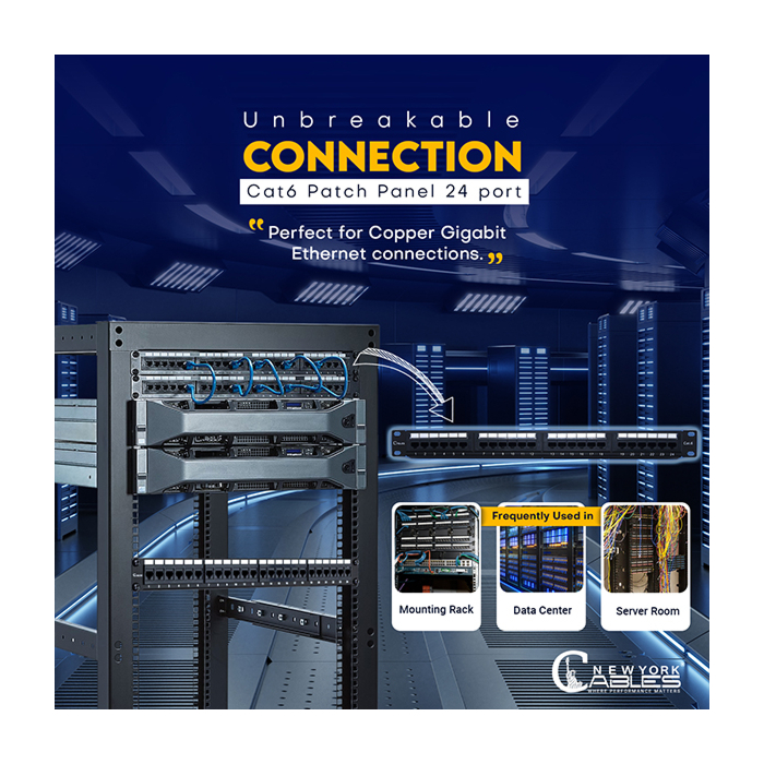 Unshielded Cat6 24 Port Patch Panel 1u Horizontal Rack Mount