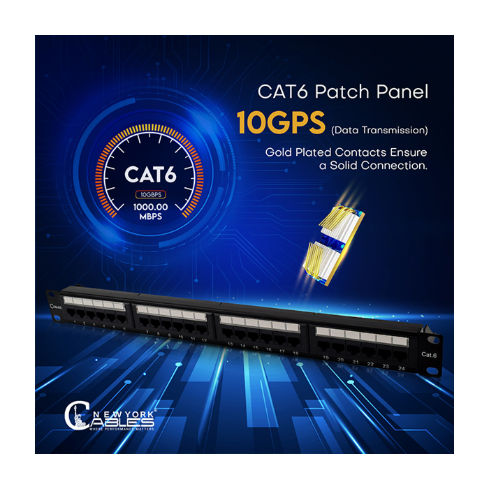 Unshielded Cat6 24 Port Patch Panel 1u Horizontal Rack Mount