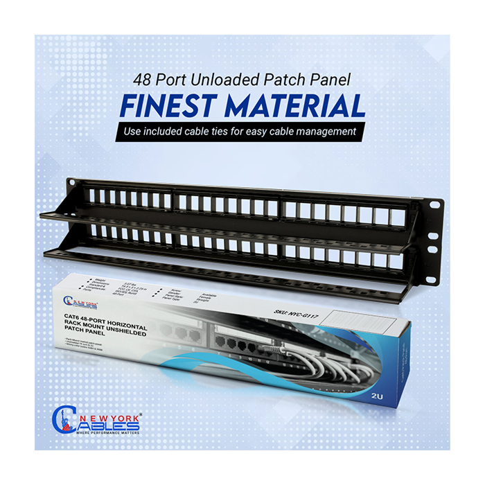 Blank 48 Port Rack Mount Patch Panel 2u