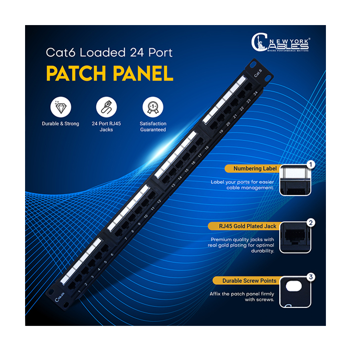 Unshielded Cat6 24 Port Patch Panel 1u Horizontal Rack Mount