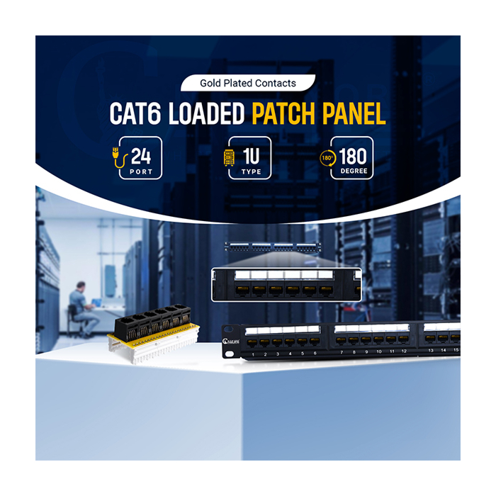 Unshielded Cat6 24 Port Patch Panel 1u Horizontal Rack Mount