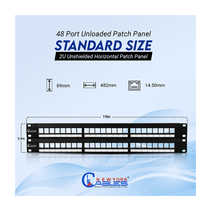Blank 48 Port Rack Mount Patch Panel 2u
