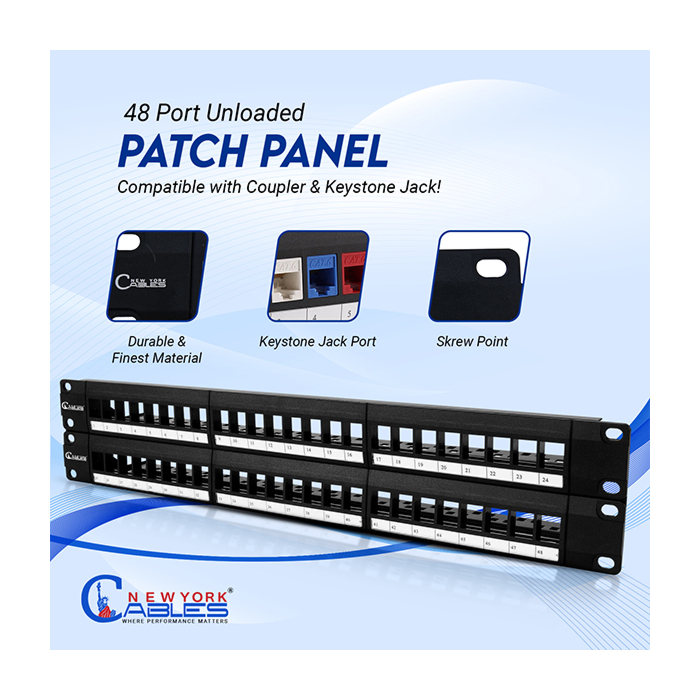 Blank 48 Port Rack Mount Patch Panel 2u