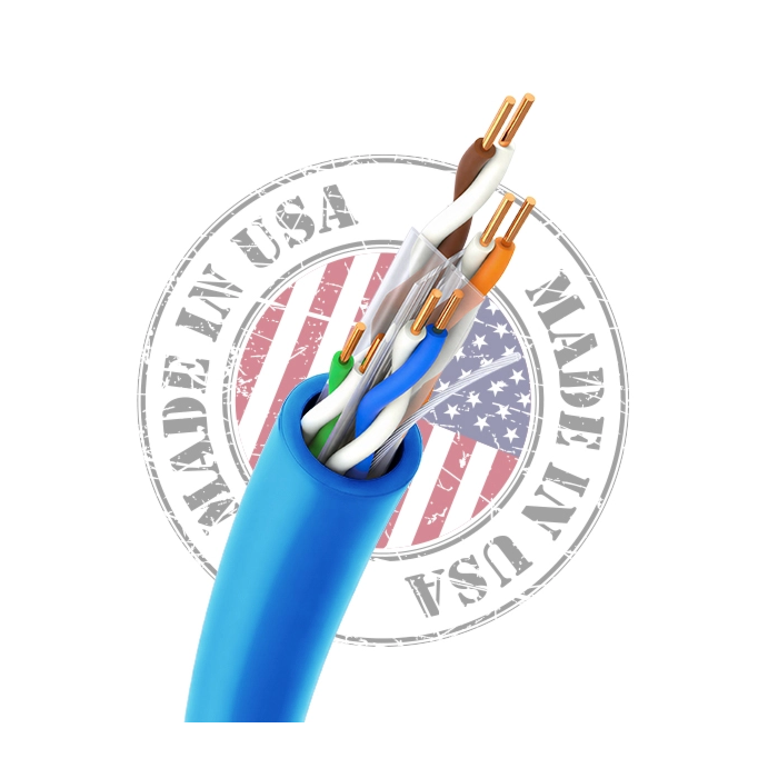  Cat6 Plenum ETL Listed Cable UTP 23 AWG Pure Copper Cable  1000ftbox blue