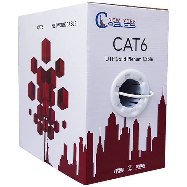 UTP Solid Bare Copper 1000ft White UL Listed USA Made Cable White Color Cat5e Plenum CMP 