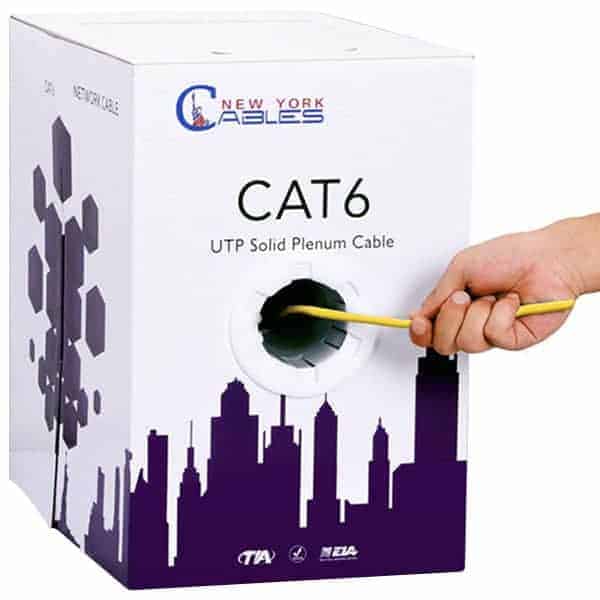 Cat6 Plenum Black 1000ft Cable UTP Black Color 23 AWG 550 Mhz 4 Twisted Pairs Solid Networking Wire Cat 6