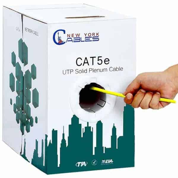 1000ft Cat5e Plenum Solid Copper Ethernet Cable 350MHz Yellow 