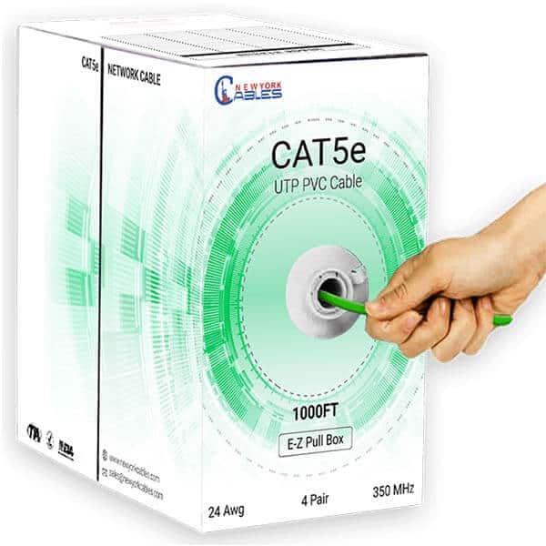 CAT5e 1000ft Ethernet UTP Cable Network 24AWG RJ45 Solid Cat 5 Bulk Reel Blue