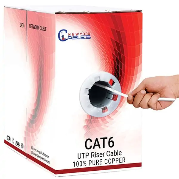 Red Cat6 Riser CMR 550MHz 1000ft Ethernet 23AWG Pure Copper Cables